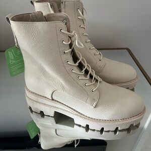 Sam Edelman Off-White Lace-Up Ankle Boots